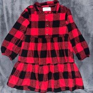 Old navy red black plaid long sleeve dress